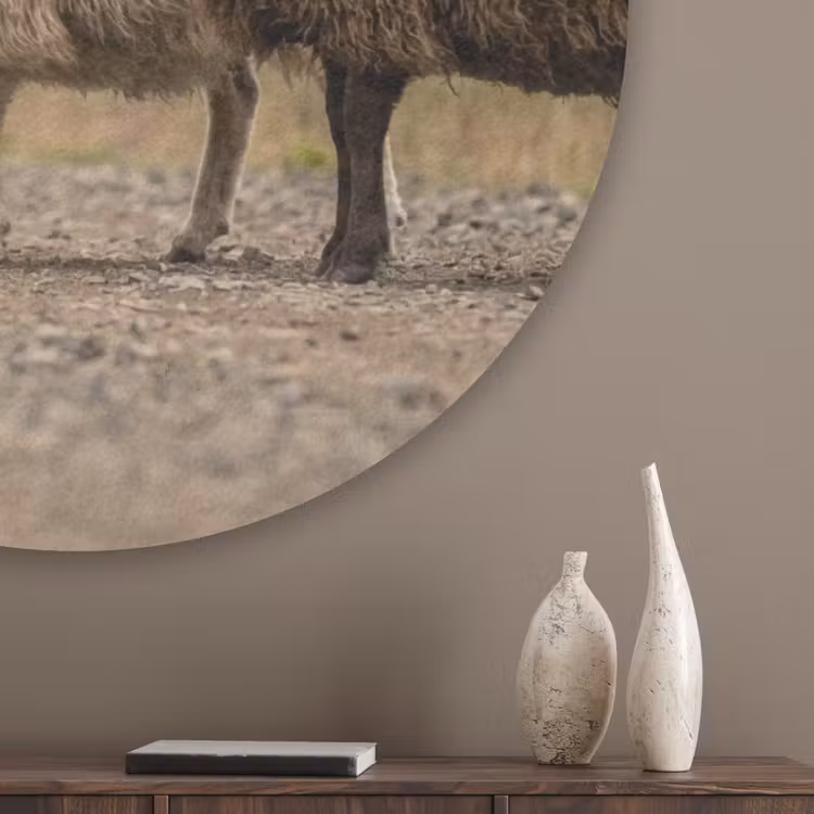 Schapen - Bruin - Wit - Grindpad Akoestische PET Vilt - Rond klein -sfeer5_closeup