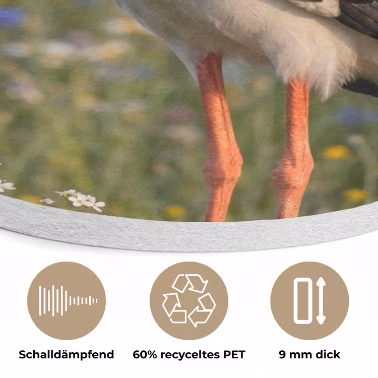 Ooienvaar - Bloemen - Weide - Kleurrijk Akoestische PET Vilt - Rond klein -closeup_DE