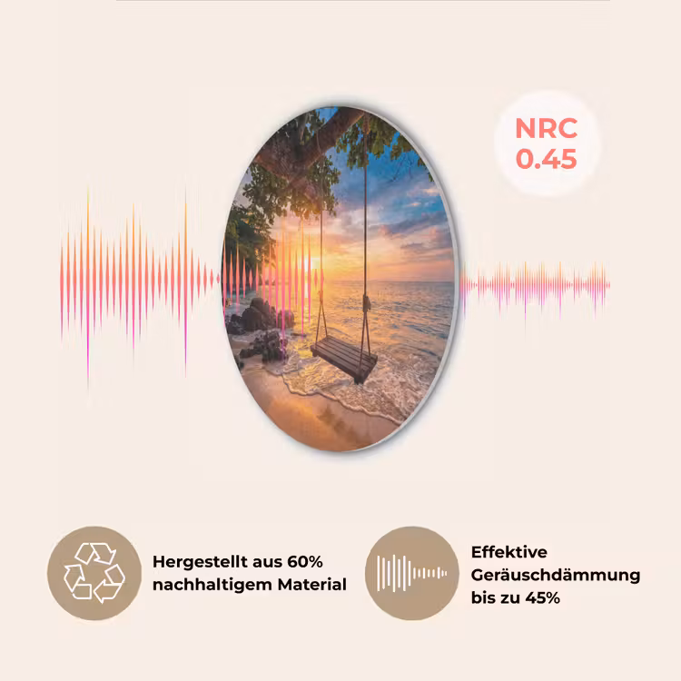 Schommel - Strand - Zonsondergang - Natuur - Oranje Akoestische PET Vilt - Rond klein -USP_DE