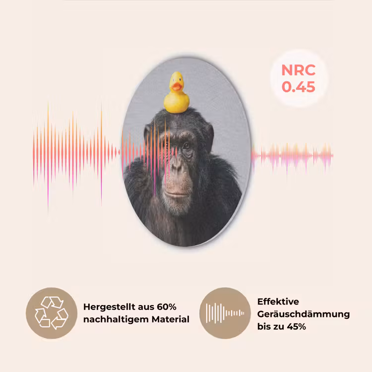 Chimpansee - Badeend - Grijs Akoestische PET Vilt - Rond klein -USP_DE