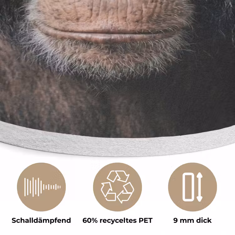 Chimpansee - Badeend - Grijs Akoestische PET Vilt - Rond klein -closeup_DE