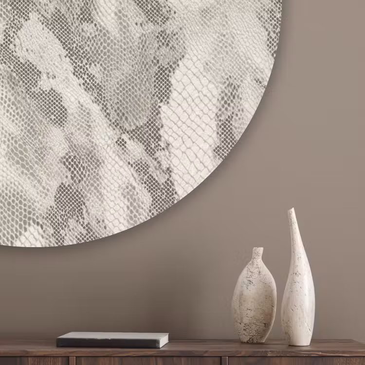 Slang - Patroon - Taupe Akoestische PET Vilt - Rond klein 838 -sfeer5_closeup