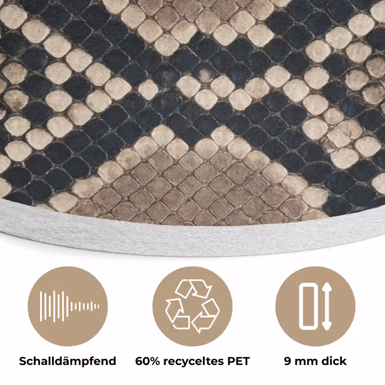 Slangenprint - Python - Bruin Akoestische PET Vilt - Rond klein -closeup_DE
