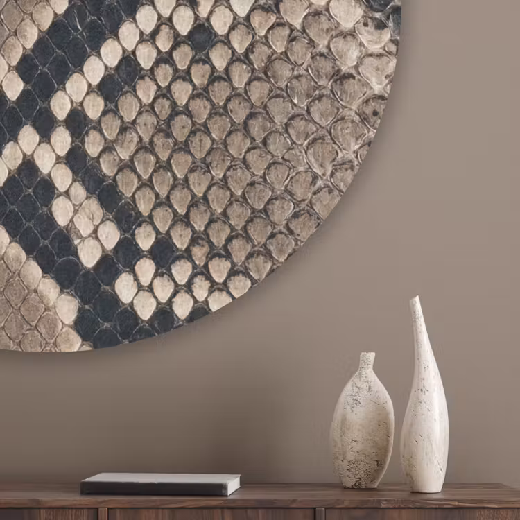Slangenprint - Python - Bruin Akoestische PET Vilt - Rond klein -sfeer5_closeup