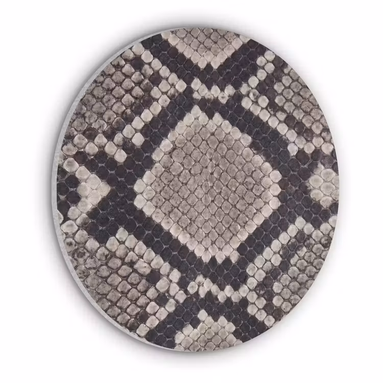 Slangenleer - Patroon - Beige Akoestische PET Vilt - Rond klein -3d