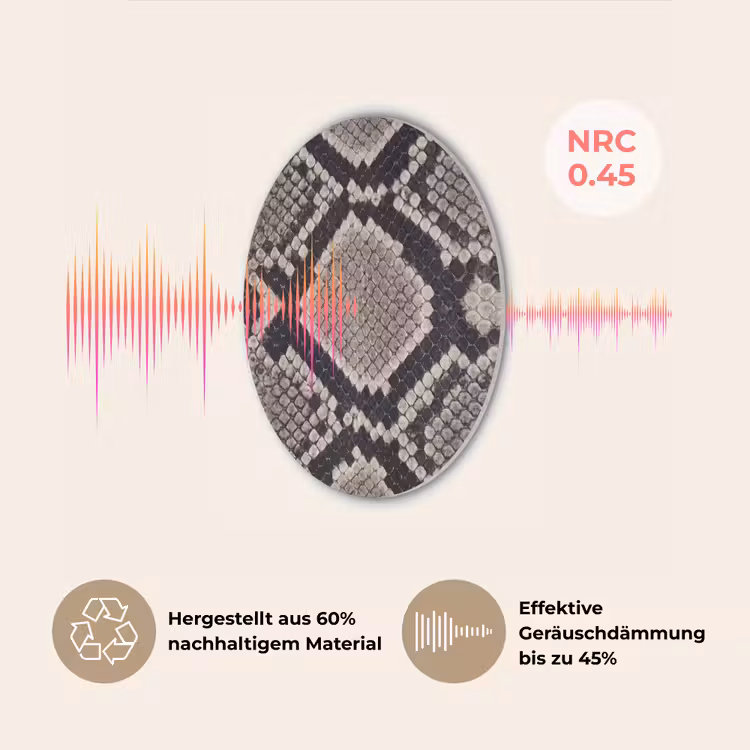 Slangenleer - Patroon - Beige Akoestische PET Vilt - Rond klein -USP_DE