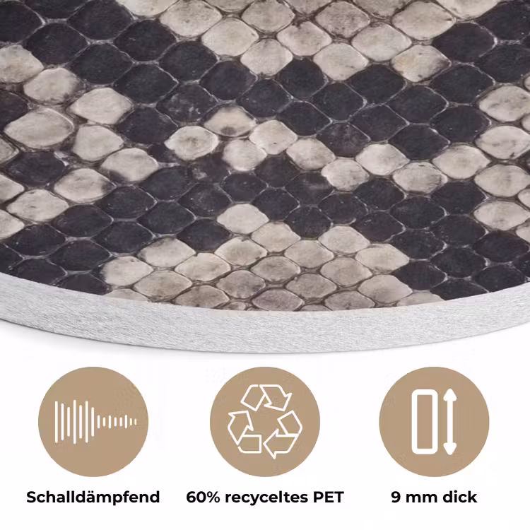Slangenleer - Patroon - Beige Akoestische PET Vilt - Rond klein -closeup_DE
