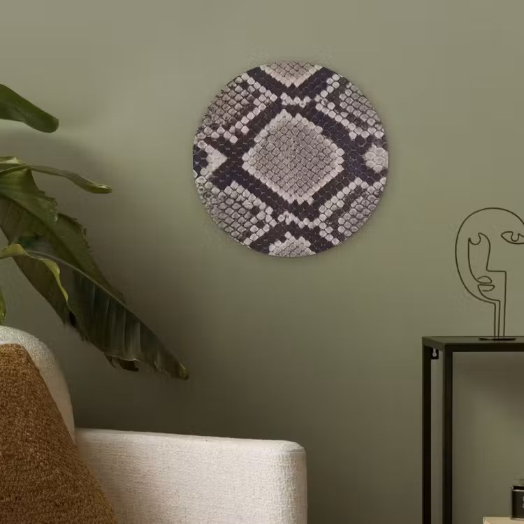 Slangenleer - Patroon - Beige Akoestische PET Vilt - Rond klein -sfeer2