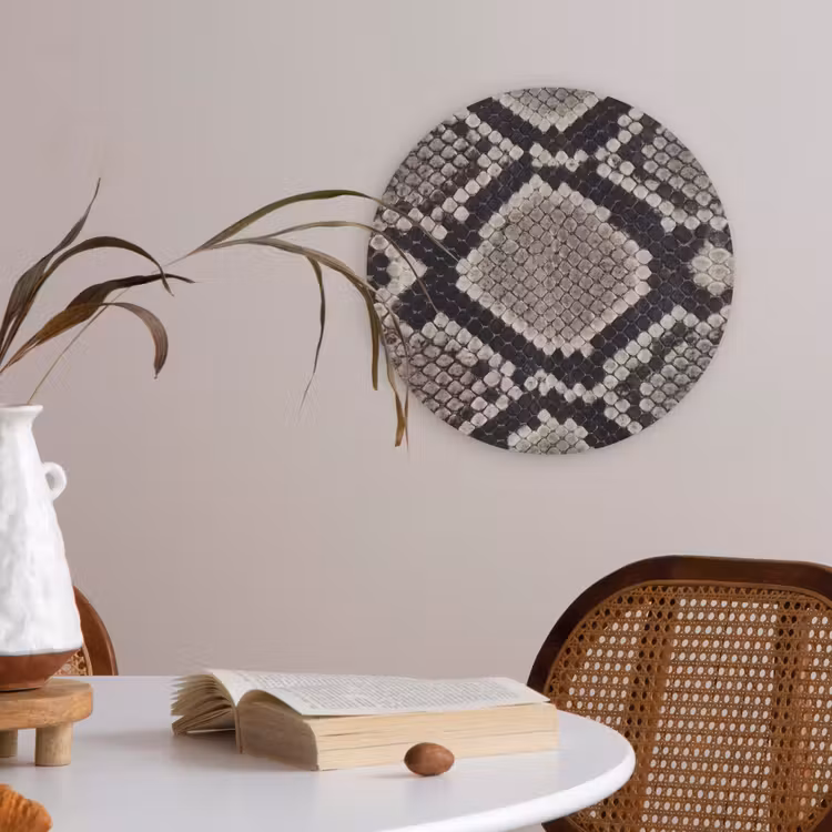 Slangenleer - Patroon - Beige Akoestische PET Vilt - Rond klein -sfeer3