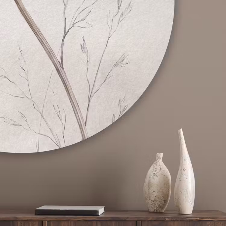 Vlinder - Bloem -Natuur - Beige Akoestische PET Vilt - Rond klein -sfeer5_closeup