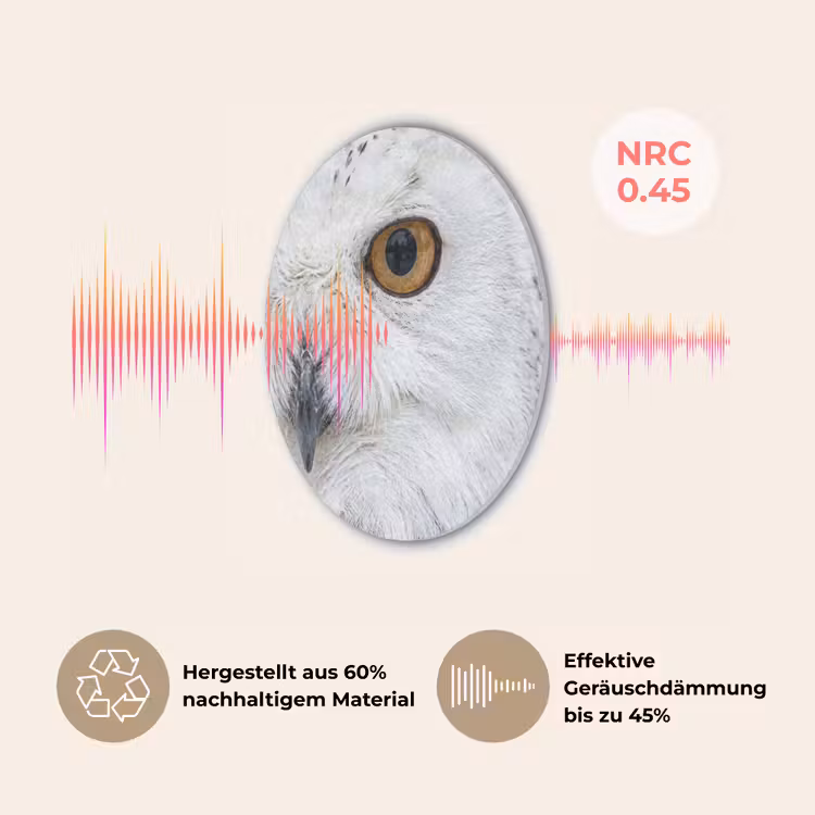 Sneeuwuil - Oog - Wildlife - Wit Akoestische PET Vilt - Rond klein -USP_DE