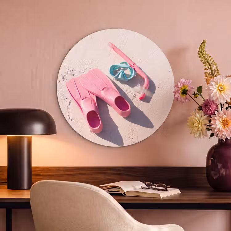 Snorkelset - Strand - Zomer - Roze Akoestische PET Vilt - Rond klein -sfeer3