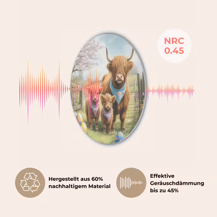 Schotsehooglanders - Paaseieren - Lente Akoestische PET Vilt - Rond klein -USP_DE