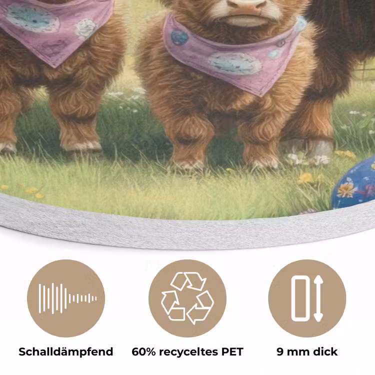 Schotsehooglanders - Paaseieren - Lente Akoestische PET Vilt - Rond klein -closeup_DE