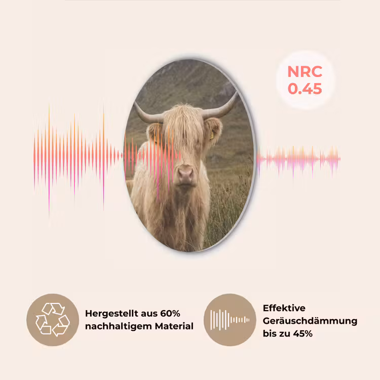 Schotse hooglander - Bergen - Grasveld Akoestische PET Vilt - Rond klein -USP_DE