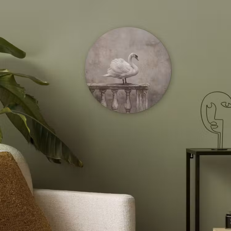 Zwaan - Elegant - Dieren - Wit Akoestische PET Vilt - Rond klein -sfeer2