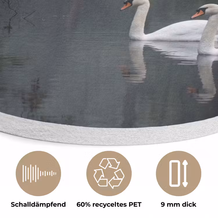 Zwanen - Rivier - Bos Akoestische PET Vilt - Rond klein -closeup_DE