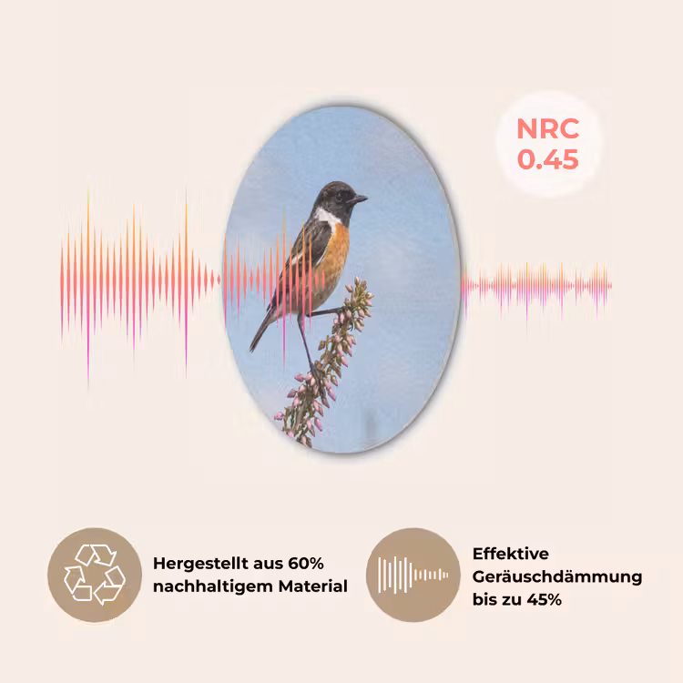 Roodborsttapuit - Heide - Paars - Natuur - Sfeervol Akoestische PET Vilt - Rond klein -USP_DE