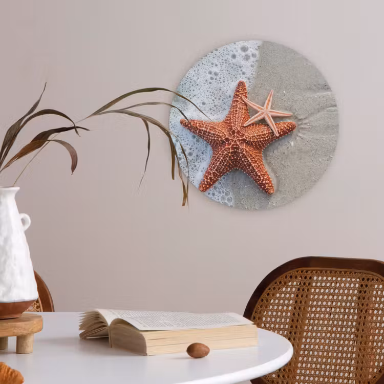 Zeester - Strand - Zee Akoestische PET Vilt - Rond klein -sfeer3