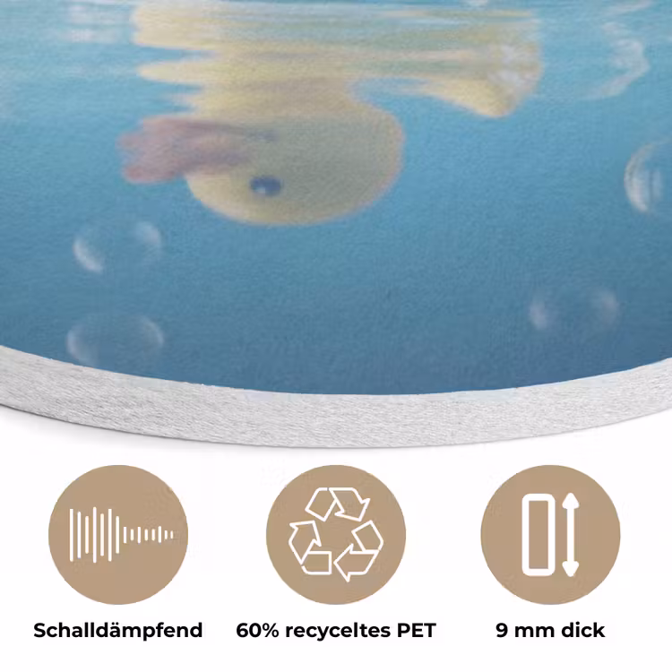 Bubbels - Badeend - Geel Akoestische PET Vilt - Rond klein -closeup_DE
