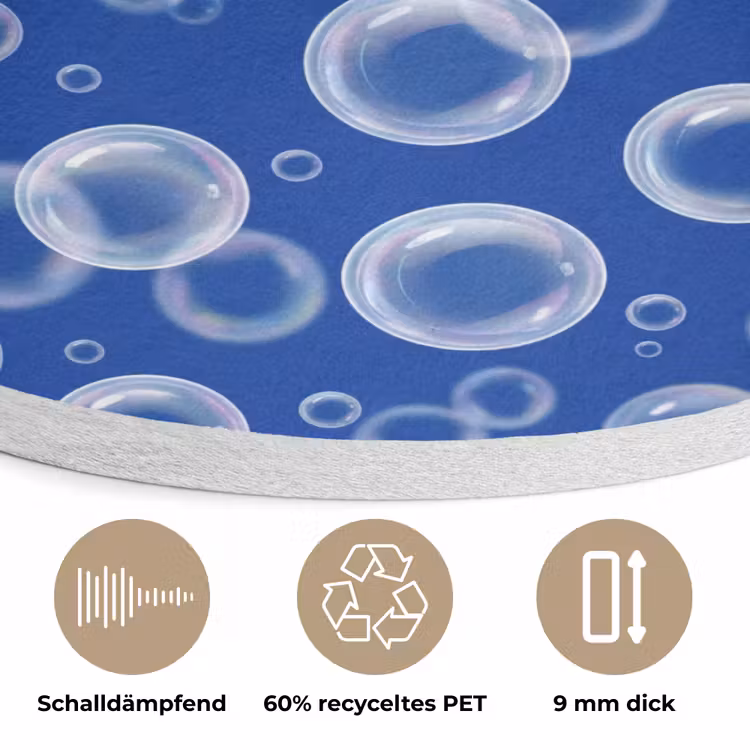 Bubbels - Patroon - Blauw Akoestische PET Vilt - Rond klein -closeup_DE