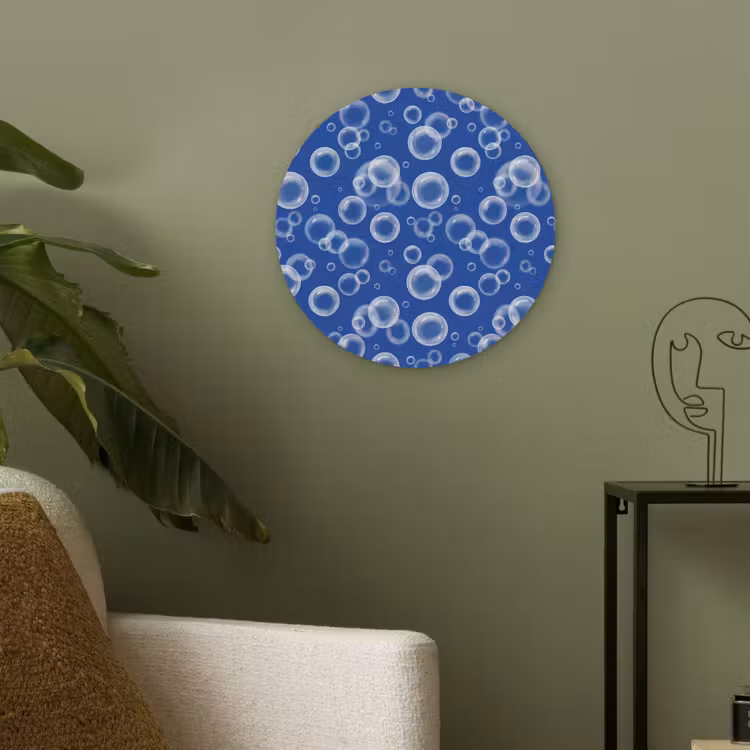 Bubbels - Patroon - Blauw Akoestische PET Vilt - Rond klein -sfeer2