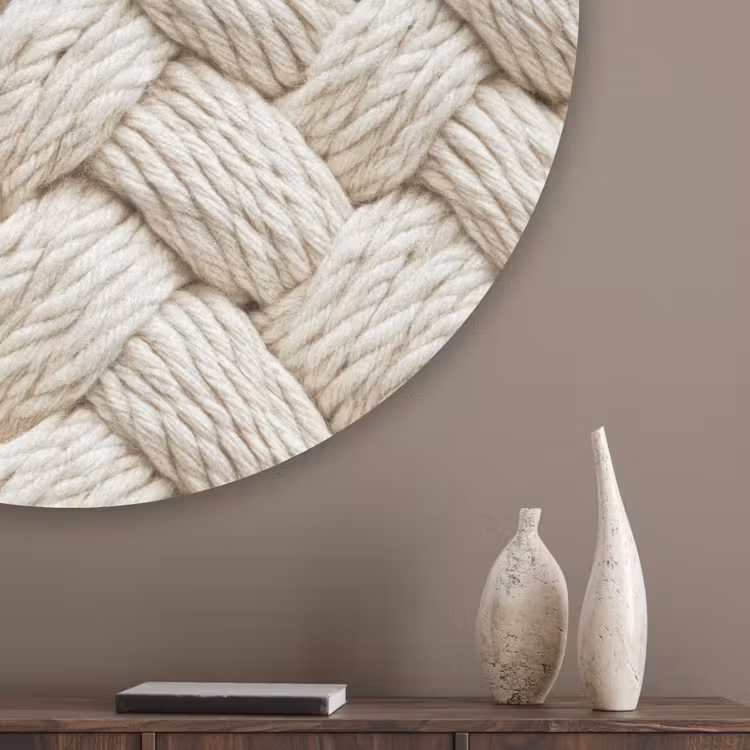 Touw - Gebreid - Beige Akoestische PET Vilt - Rond klein 838 -sfeer5_closeup