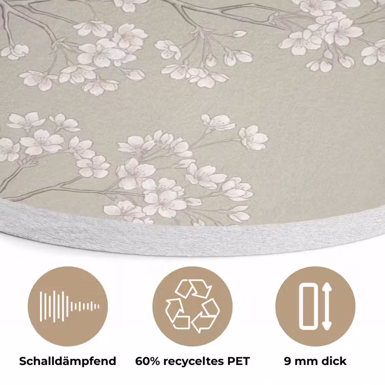 Sereen - Bloesem - Wit Akoestische PET Vilt - Rond klein -closeup_DE