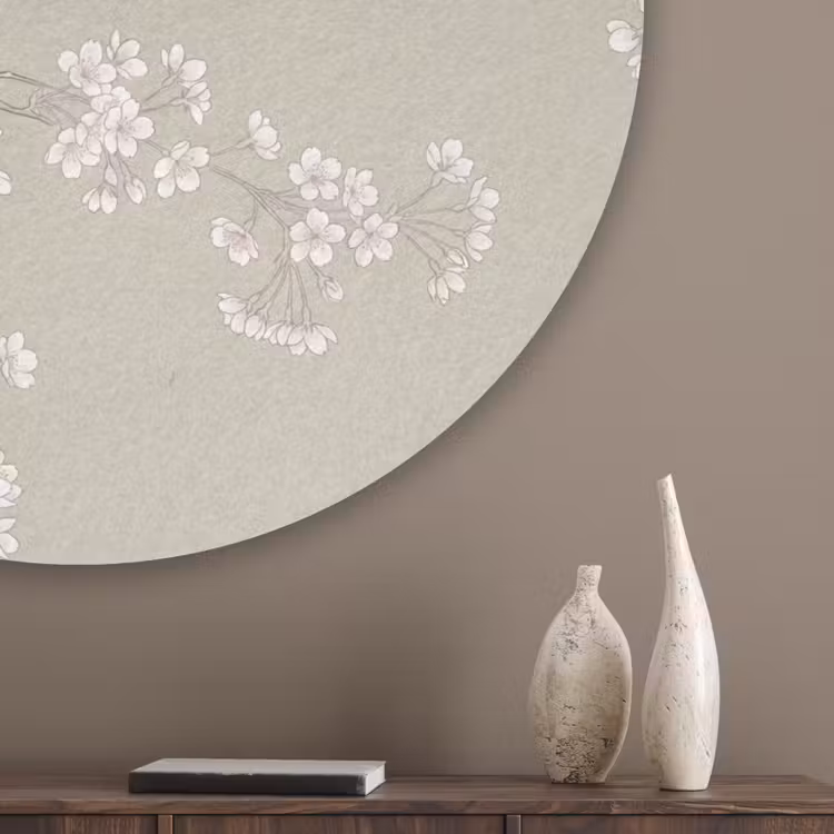 Sereen - Bloesem - Wit Akoestische PET Vilt - Rond klein -sfeer5_closeup