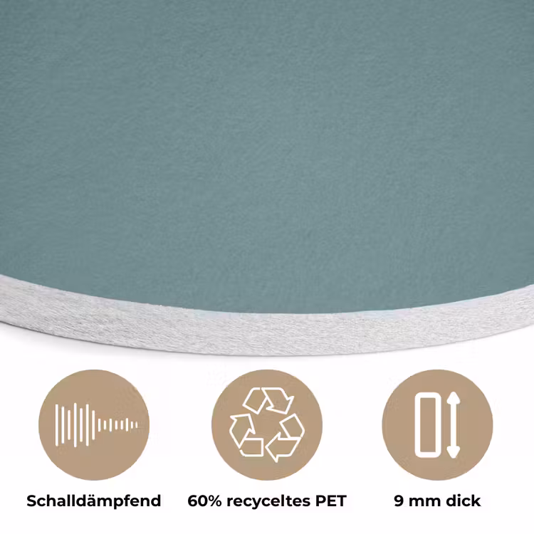 Serene - Teal - Blauw Akoestische PET Vilt - Rond klein 838 -closeup_DE