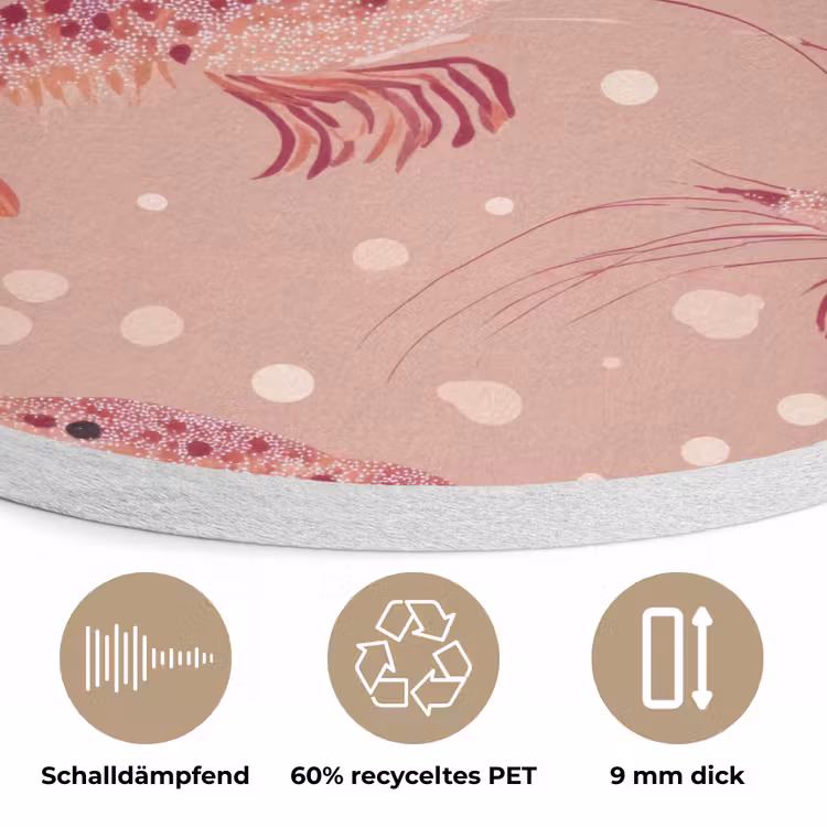 Garnalen - Stippen - Roze Akoestische PET Vilt - Rond klein 838 -closeup_DE