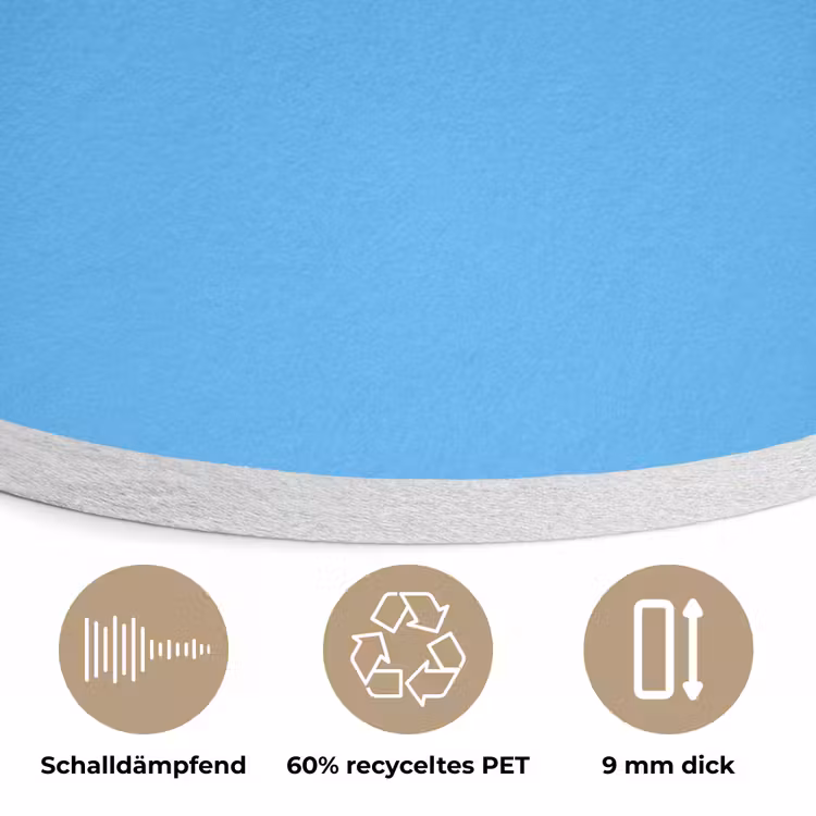 Sky - Blue - Blauw Akoestische PET Vilt - Rond klein 838 -closeup_DE
