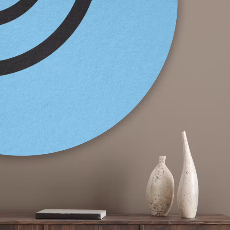 Smiley - Blauw - Bliksem Akoestische PET Vilt - Rond klein -sfeer5_closeup