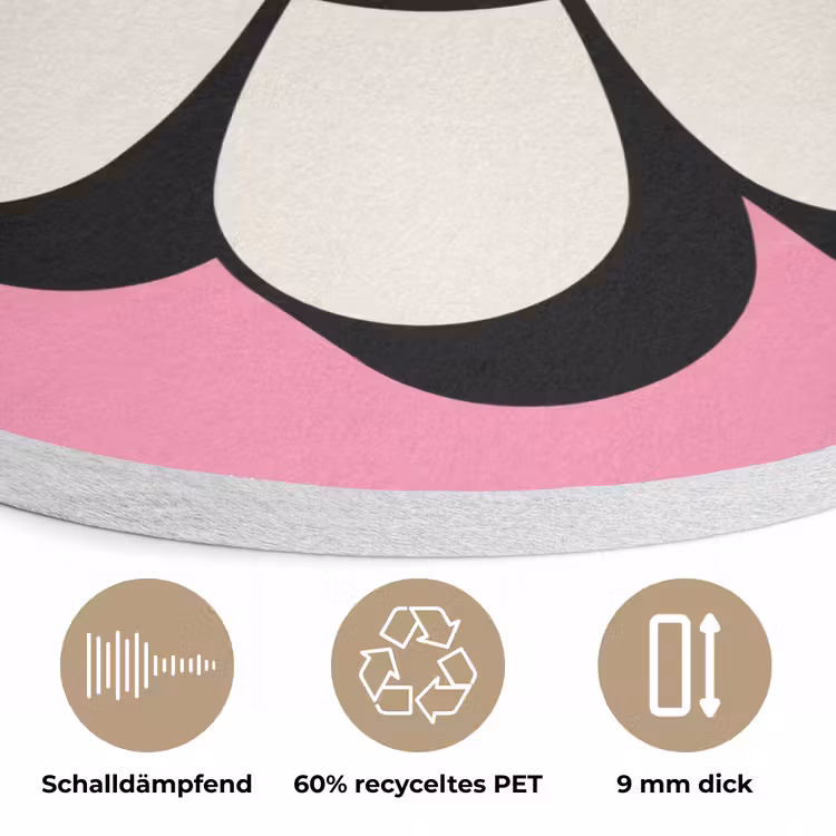 Smiley - Bloem - Roze Akoestische PET Vilt - Rond klein -closeup_DE