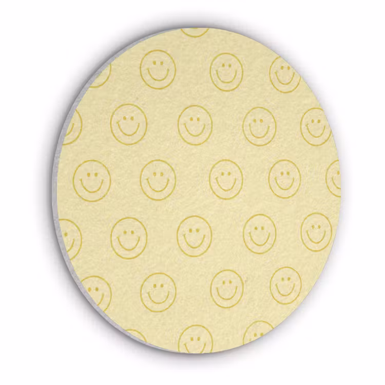 Smileys - Patroon - Retro - Zachtgeel Akoestische PET Vilt - Rond klein 838 -3d