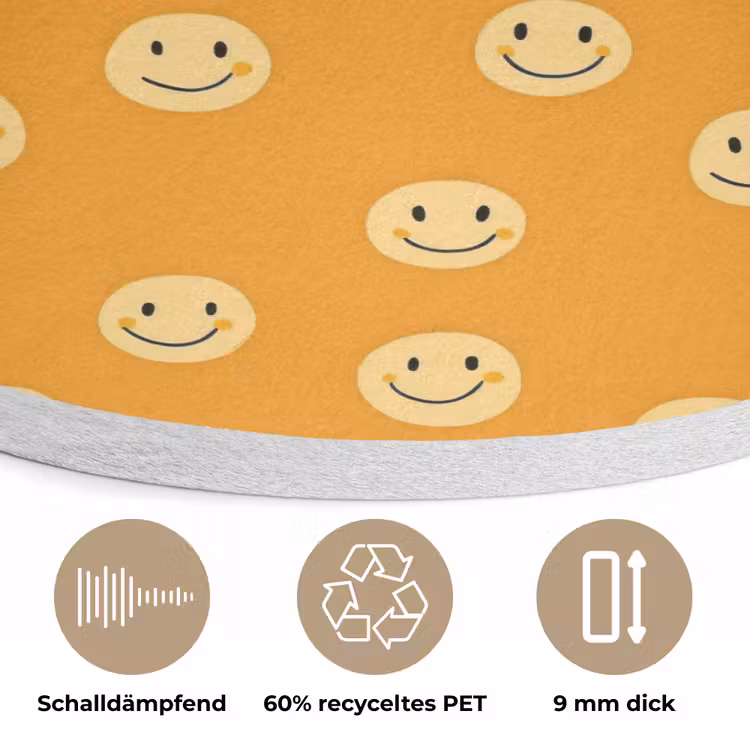 Smileys - Retro - Heel Akoestische PET Vilt - Rond klein 838 -closeup_DE