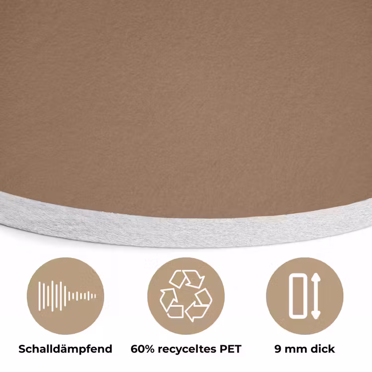Soft - Walnut - Bruin Akoestische PET Vilt - Rond klein 838 -closeup_DE