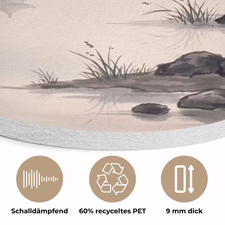 Zon - Japans - Traditioneel Akoestische PET Vilt - Rond klein -closeup_DE