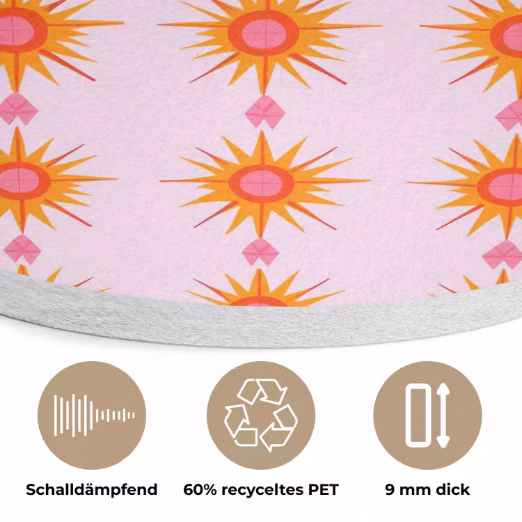 Zon - Motief - Roze Akoestische PET Vilt - Rond klein 838 -closeup_DE