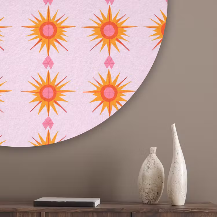 Zon - Motief - Roze Akoestische PET Vilt - Rond klein 838 -sfeer5_closeup