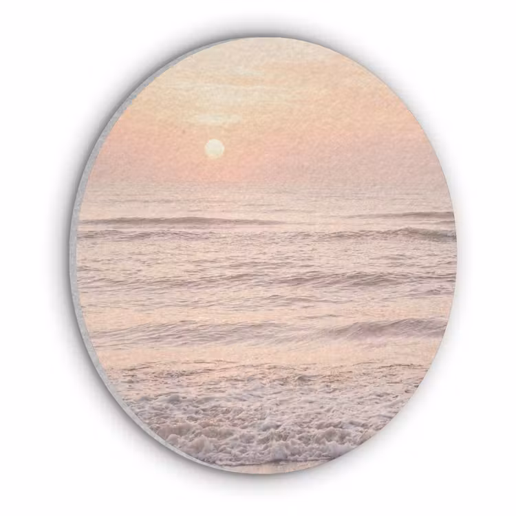 Zon - Strand - Roze Akoestische PET Vilt - Rond klein -3d