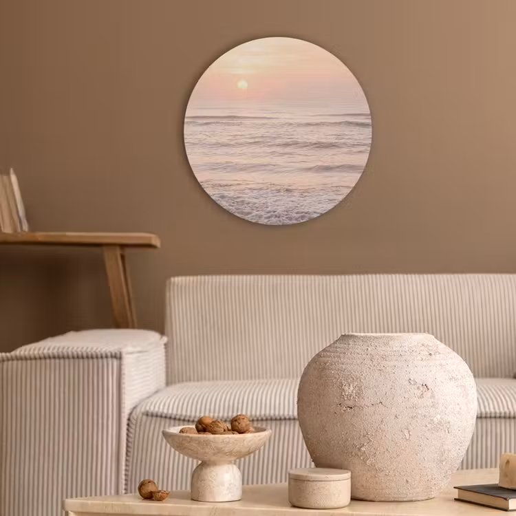 Zon - Strand - Roze Akoestische PET Vilt - Rond klein -sfeer1