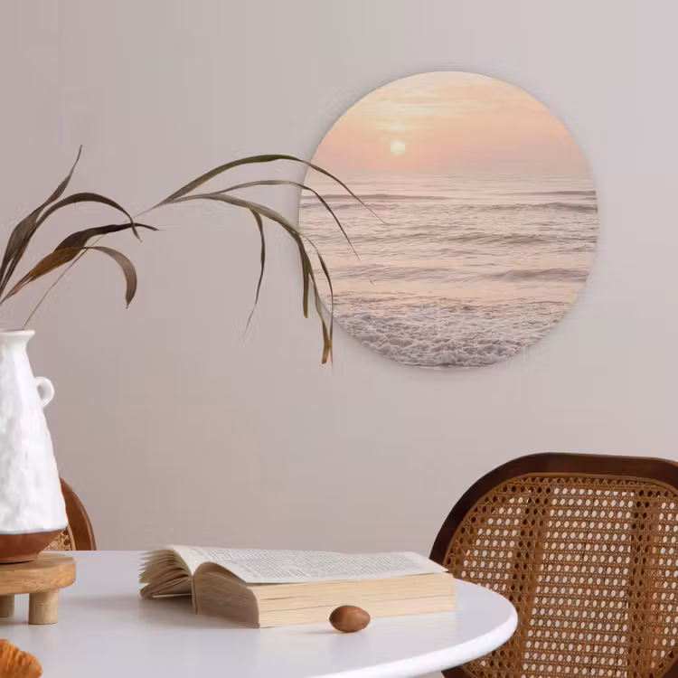 Zon - Strand - Roze Akoestische PET Vilt - Rond klein -sfeer3