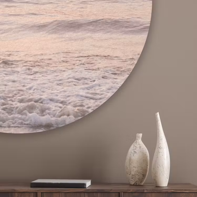 Zon - Strand - Roze Akoestische PET Vilt - Rond klein -sfeer5_closeup