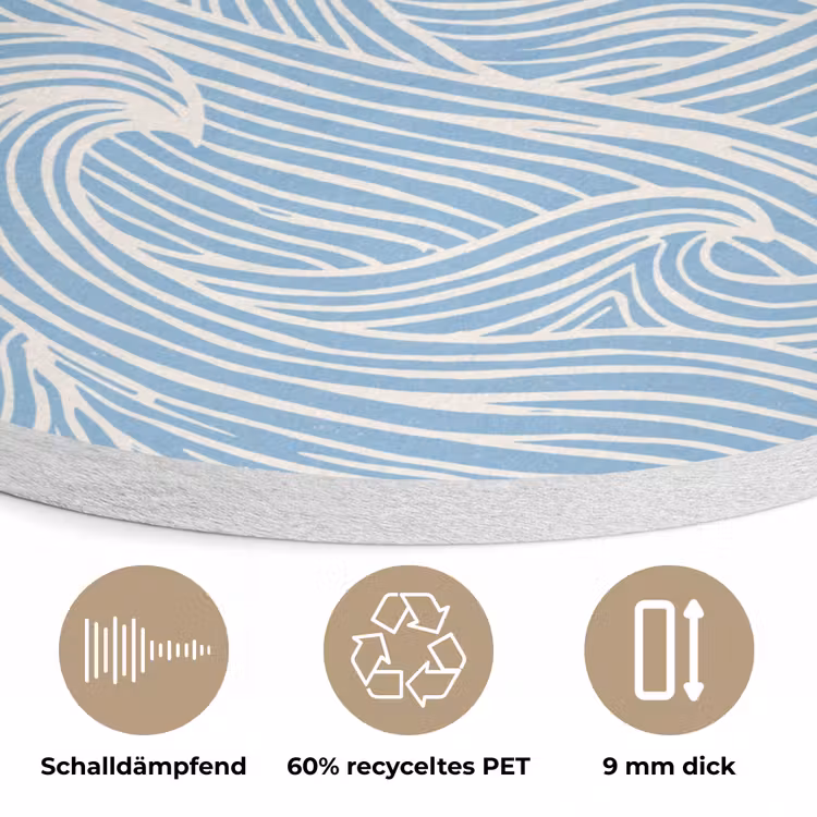 Zon - Golven - Oceaan - Abstract - Rood Akoestische PET Vilt - Rond klein -closeup_DE