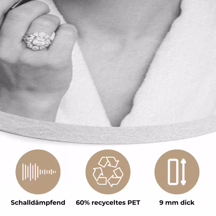 Zonnebril - Vrouw - Zwart - Wit Akoestische PET Vilt - Rond klein -closeup_DE