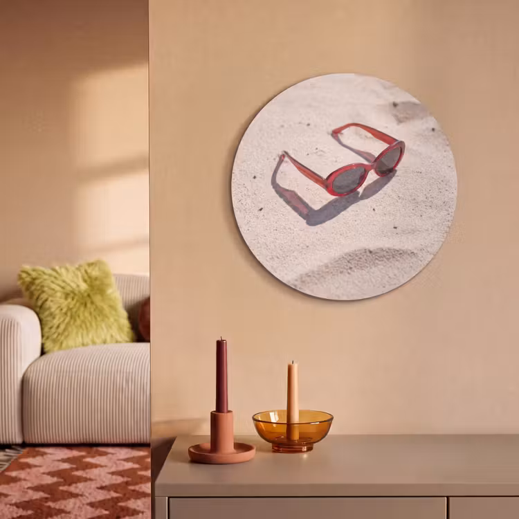 Zonnebril - Strand - Vakantie - Rood Akoestische PET Vilt - Rond klein -sfeer1