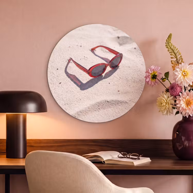 Zonnebril - Strand - Vakantie - Rood Akoestische PET Vilt - Rond klein -sfeer3