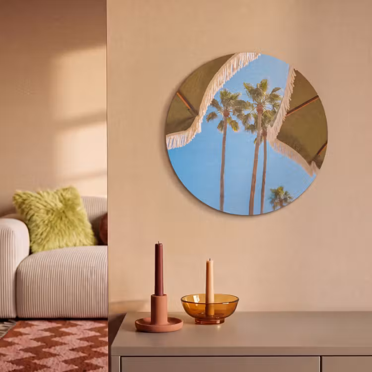 Parasol - Groen - Franjes - Zomer - Tropisch Akoestische PET Vilt - Rond klein -sfeer1