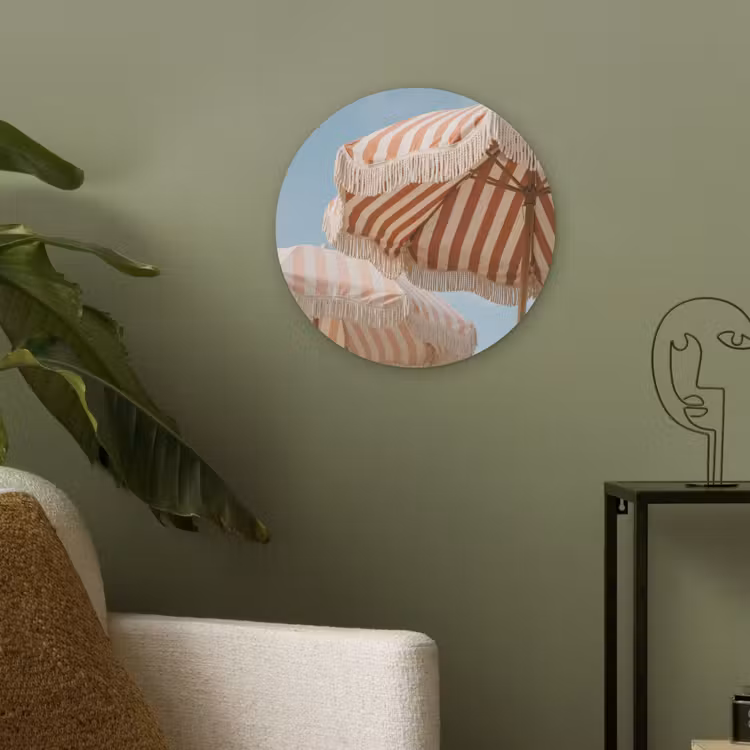 Parasol - Lucht - Rood Akoestische PET Vilt - Rond klein -sfeer2